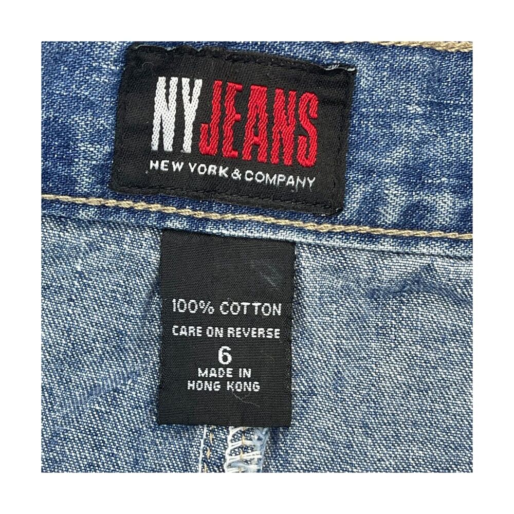 New York A-Line Skirt Women's 6 Blue Denim 100% Cotton 5-Pockets Frayed Hem - Picture 5 of 6